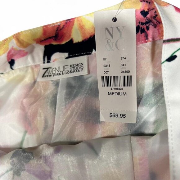 White Pink Floral Midi Skirt Tie Back Detail Size S Romantic Cottagecore - Picture 4 of 4